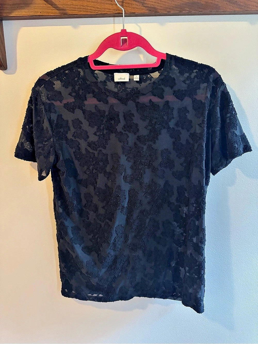 Wilfred Floral Short Sleeve Top in Black Size Small